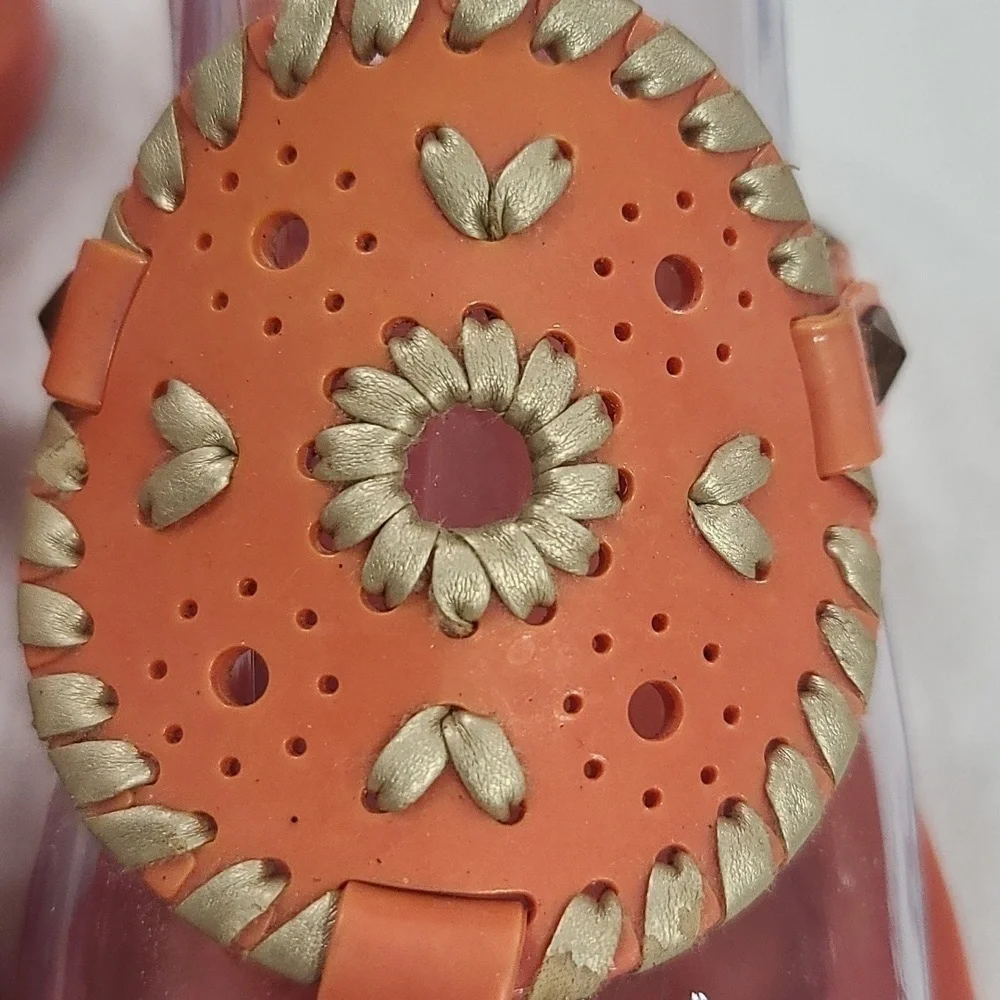Jack Rogers Womens‎ Sandals Orange/Gold Slip-ons Size 5 GUC